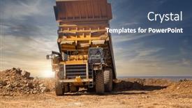  Presentation with truck - Presentation design consisting of mining-truck-tipping-the-load and a ocean colored foreground