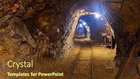  Presentation with underground mining - Presentation theme featuring mining tunnel underground with lights and rails background and a tawny brown colored foreground