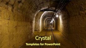  Presentation with underground mining - Amazing PPT theme having mining tunnel with lights backdrop and a tawny brown colored foreground