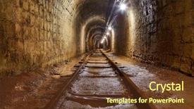  Presentation with mining - Cool new PPT layouts with mining tunnel with lights backdrop and a tawny brown colored foreground