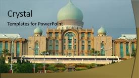  Presentation with malaysia - Presentation theme having minister - landmark in putrajaya malaysia background and a light blue colored foreground