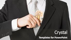  Presentation with man heart attact hand hold - Audience pleasing presentation theme consisting of minister - man hand putting euro cash backdrop and a dark gray colored foreground