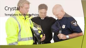  Presentation with firefighter - Cool new presentation design with minister prays with a firefighter backdrop and a soft green colored foreground