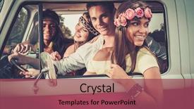  Presentation with road trip - Slides featuring minivan on a road background and a violet colored foreground