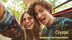  Presentation with bulgaria in european union - Theme consisting of minivans - photo of european hippie couple background and a tawny brown colored foreground