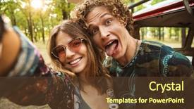  Presentation with hippie - PPT layouts having minivans - photo of lovely hippie couple background and a tawny brown colored foreground