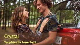  Presentation with man and woman - Cool new PPT theme with minivans - romantic hippy couple man backdrop and a tawny brown colored foreground