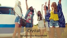  Presentation with travel friends - Cool new slide deck with minivans - summer holidays road trip vacation backdrop and a coral colored foreground