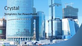  Presentation with blur office of - Beautiful theme featuring livelihood - modern office building against blue backdrop and a light blue colored foreground