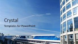  Presentation with blur office of - PPT layouts with livelihood - modern office building against blue background and a light blue colored foreground