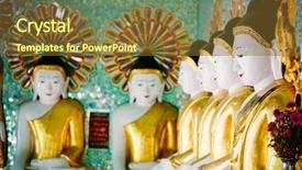  Presentation with hindu buddha - Colorful presentation design enhanced with minning - buddha statues in inside u backdrop and a tawny brown colored foreground