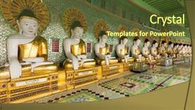  Presentation with tian tan buddha big buddha - Beautiful slide set featuring minning - golden buddha statues row backdrop and a tawny brown colored foreground