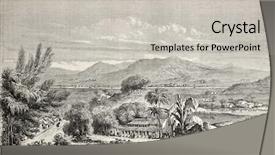  Presentation with old china - Audience pleasing theme consisting of minning - old illustration of min valley backdrop and a light gray colored foreground