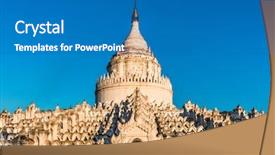  Presentation with tan - Presentation design featuring minning - temple mya thein tan pagoda background and a teal colored foreground