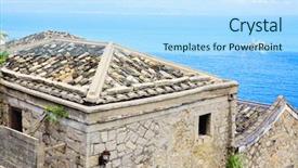  Presentation with preservative - PPT theme with minning - traditional village of qing bi background and a light blue colored foreground