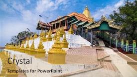  Presentation with shwedagon pagoda - Audience pleasing PPT layouts consisting of minning - u min thonze pagoda backdrop and a yellow colored foreground