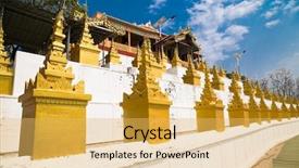  Presentation with hill - Theme with minning - u min thonze pagoda background and a  colored foreground