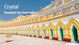  Presentation with region - Cool new PPT theme with minning - u min thonze sel pagoda backdrop and a teal colored foreground