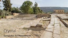  Presentation with antique crete - Amazing PPT theme having minoan-palace-of-knossos backdrop and a coral colored foreground