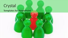  Presentation with workplace - Colorful presentation enhanced with minorities integration - red and green characters backdrop and a seafoam green colored foreground