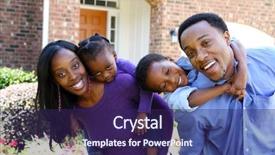  Presentation with ownership - Presentation theme enhanced with family together outside their home background and a violet colored foreground