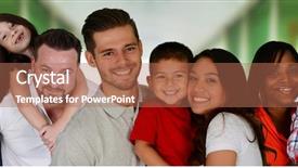  Presentation with diversity - Amazing PPT theme having family diversity - group of different families together backdrop and a coral colored foreground