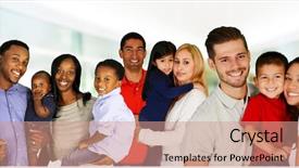  Presentation with diversity - Beautiful PPT layouts featuring family diversity - group of different families together backdrop and a coral colored foreground