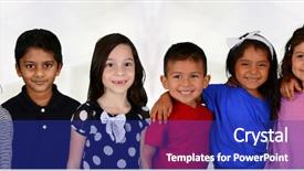  Presentation with friends - Cool new theme with group of friends who are backdrop and a royal blue colored foreground