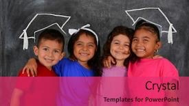  Presentation with diversity school - Colorful PPT theme enhanced with diversity learning - young children at school standing backdrop and a red colored foreground