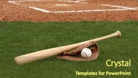  Presentation with baseball - Beautiful slides featuring minority athlete - baseball bat and ball backdrop and a tawny brown colored foreground