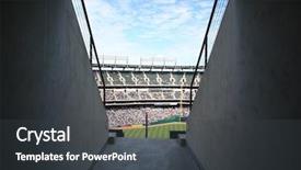  Presentation with athlete - Theme featuring minority athlete - entrance to a ballpark background and a dark gray colored foreground