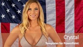  Presentation with studio flat - Theme featuring minority athlete - gorgeous blonde swimsuit model posing background and a coral colored foreground