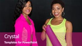  Presentation with african american women - Colorful slide deck enhanced with minority athlete - group of two african american backdrop and a violet colored foreground