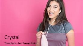  Presentation with pink retail - Slide set with minority athlete - hispanic woman working background and a coral colored foreground