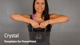  Presentation with gym out and back - Slide deck with minority athlete - woman working out while background and a  colored foreground