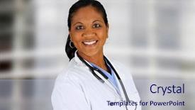  Presentation with job - Beautiful slide deck featuring minority doctor working at her backdrop and a sky blue colored foreground