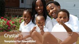  Presentation with african american church family - Audience pleasing theme consisting of minority group - african american family together outside backdrop and a red colored foreground
