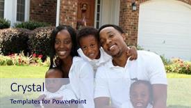  Presentation with african american church family - Theme enhanced with minority group - african american family together outside background and a sky blue colored foreground