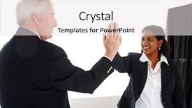  Presentation with team working together - Slides consisting of minority group - business team working together background and a  colored foreground