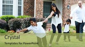  Presentation with family flier - Slide deck enhanced with minority group - family outside together background and a yellow colored foreground