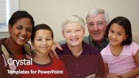  Presentation with grandparents - PPT theme having minority group - grandparents together with their family background and a tawny brown colored foreground