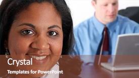  Presentation with cell - Amazing PPT theme having minority group - woman with cell phone backdrop and a  colored foreground