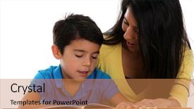  Presentation with elementary - Theme featuring minority schools children - elementary aged boy set background and a coral colored foreground