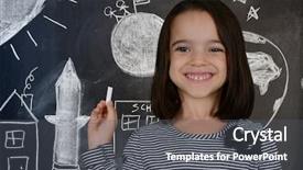  Presentation with school board - Cool new PPT theme with minority schools children - girl at school standing backdrop and a  colored foreground