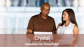  Presentation with working together - Cool new presentation theme with business people african american hispanic - minority workers together in their backdrop and a coral colored foreground