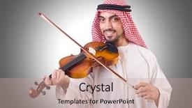  Presentation with arab music - Colorful PPT theme enhanced with minstrel - arab man playing music backdrop and a  colored foreground