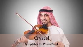  Presentation with arab music - Presentation theme consisting of minstrel - arab man playing music background and a coral colored foreground