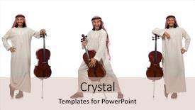  Presentation with musical instrument - PPT theme consisting of minstrel - arab man playing musical instrument background and a coral colored foreground