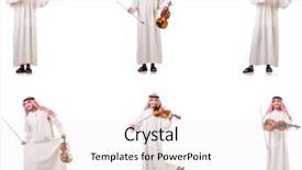  Presentation with arab - Cool new PPT layouts with minstrel - arab man playing violin isolated backdrop and a  colored foreground
