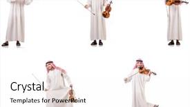  Presentation with arabic music arab man playing - Amazing PPT theme having minstrel - arab man playing violin isolated backdrop and a  colored foreground